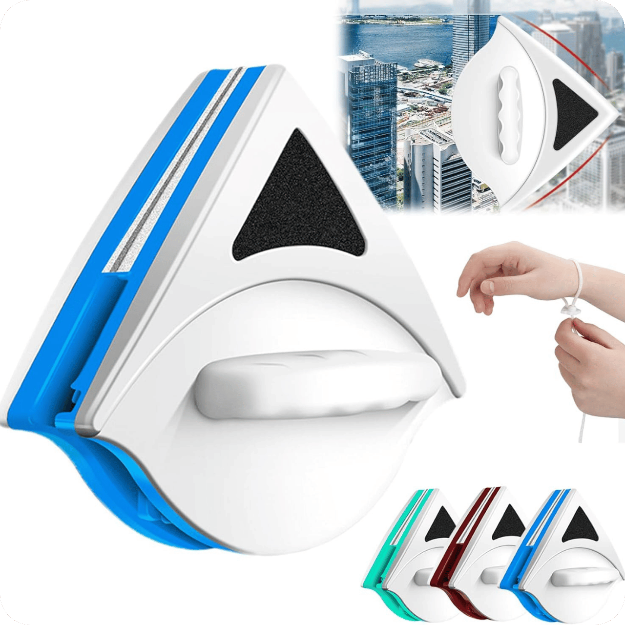 GlassPro® Doble Limpiador de Vidrios con Imán y Esponja