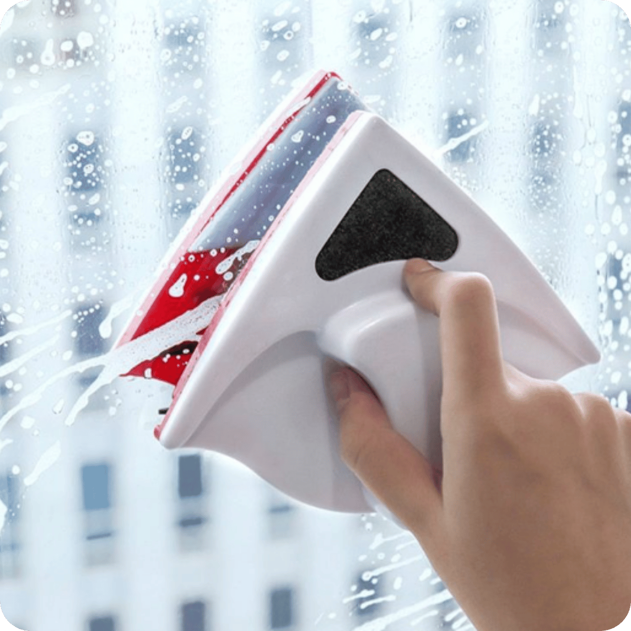 GlassPro® Doble Limpiador de Vidrios con Imán y Esponja