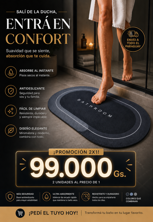FreshMat - Alfombra Antideslizante p/ Baño - 2x1