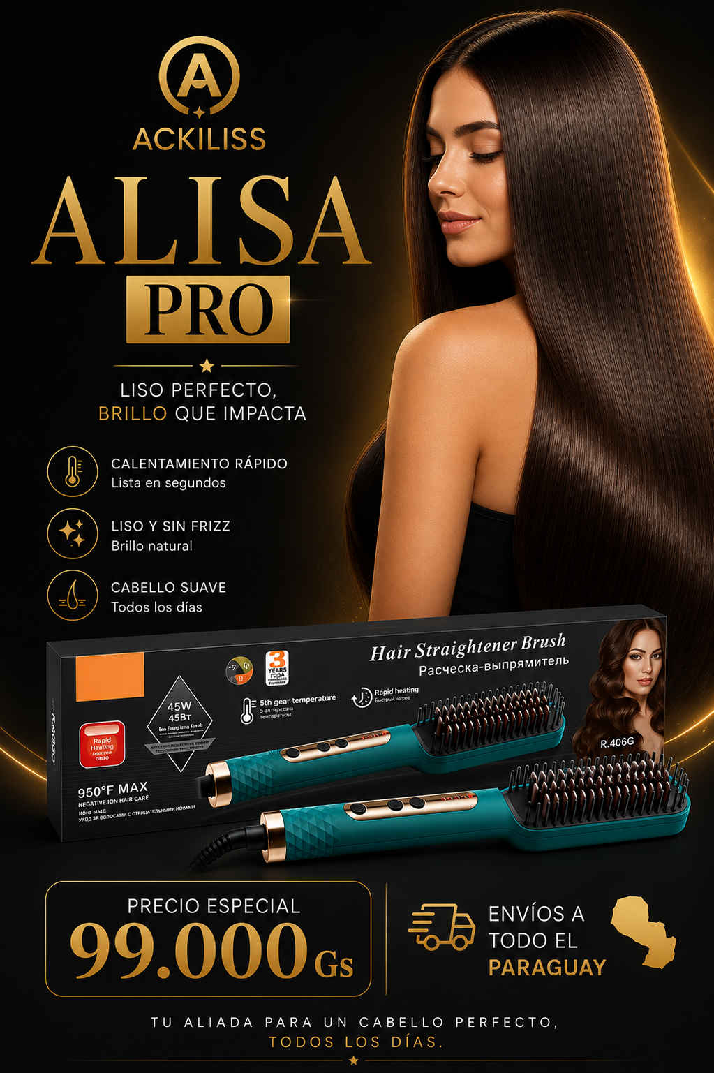 Alisa Pro - Cepillo alisador de cabello