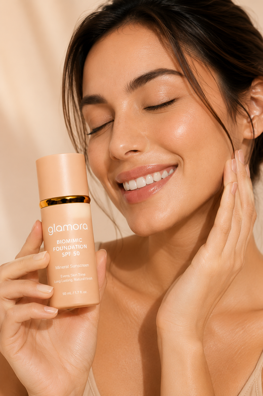 Glamora - Base de Maquillaje Antiedad con SPF 50 – Se Adapta a tu Tono de Piel