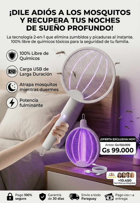 Zap Pro® Raqueta Mata Mosquitos con Luz UV